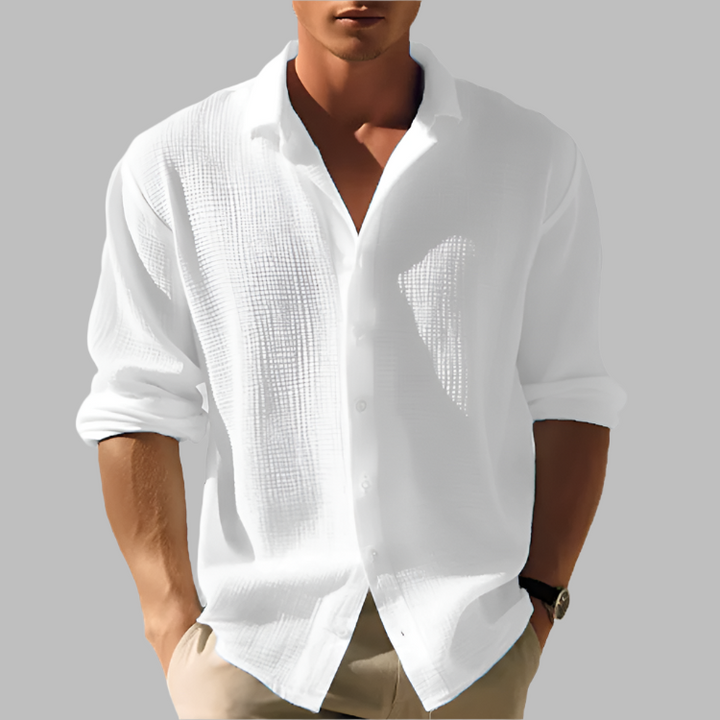 Lässiges langärmeliges Herrenhemd | Button-down