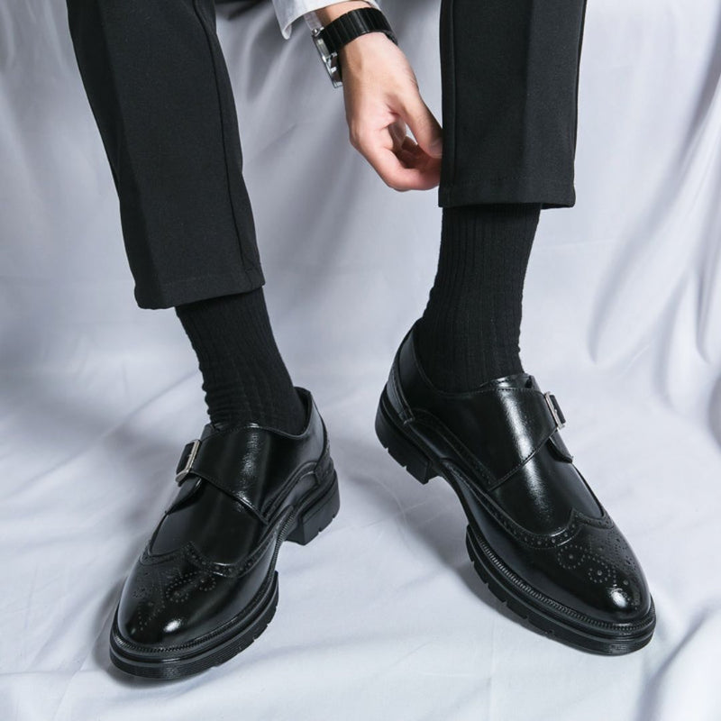 Mönchsriemen-Flügelkappen-Brogue-Oxford-Businessschuhe für Herren | Formell