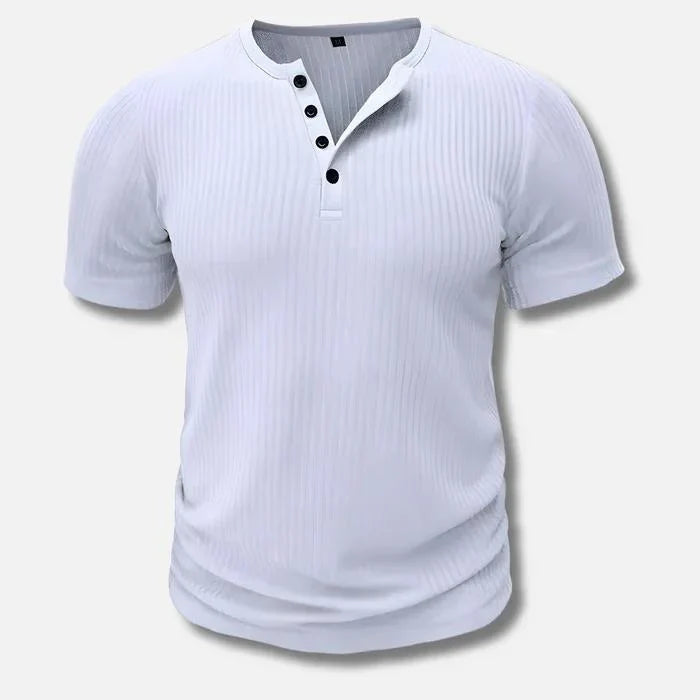Muskelfit Henley-Hemd für Herren | Gerippt