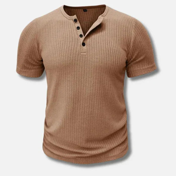 Muskelfit Henley-Hemd für Herren | Gerippt