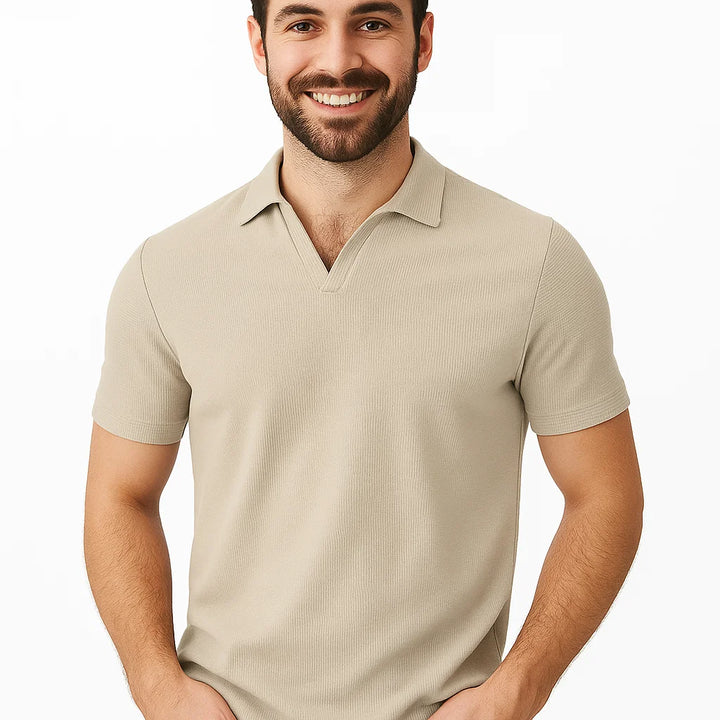 Herren Rippenstrick-Poloshirt | Lässig
