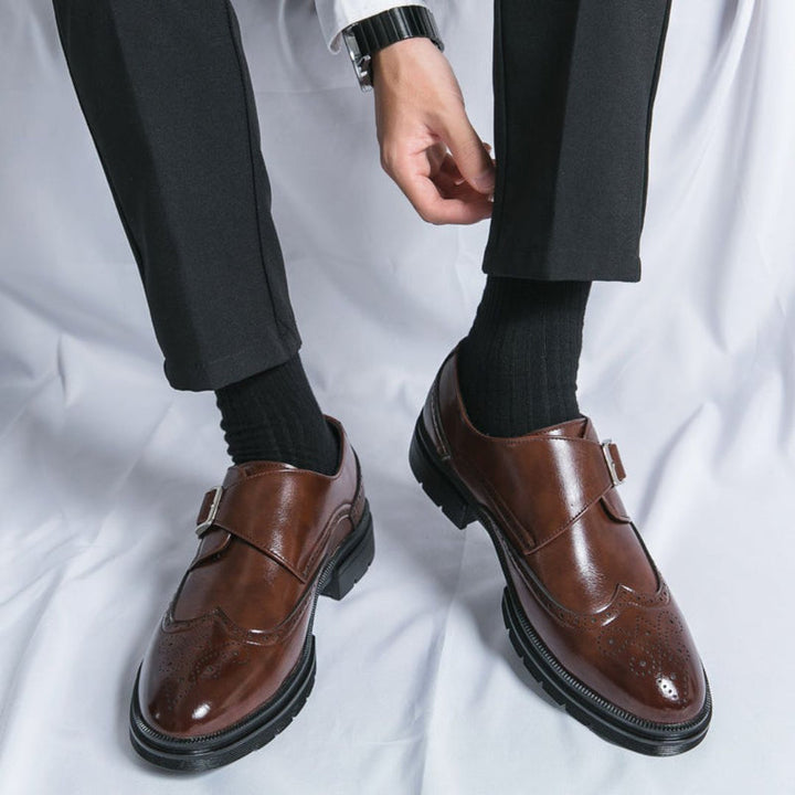 Mönchsriemen-Flügelkappen-Brogue-Oxford-Businessschuhe für Herren | Formell