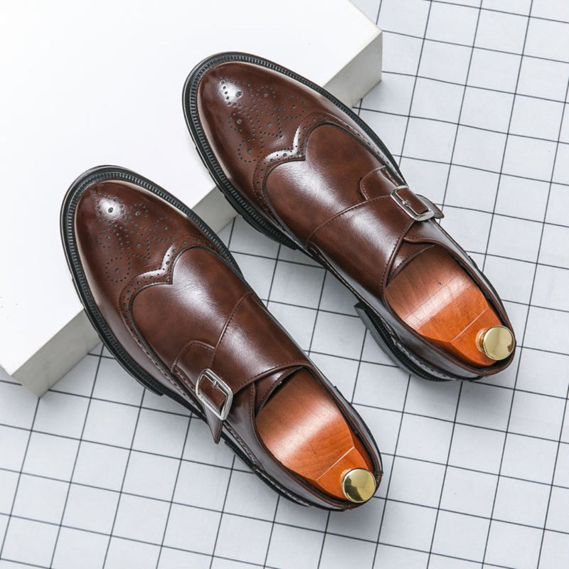 Mönchsriemen-Flügelkappen-Brogue-Oxford-Businessschuhe für Herren | Formell