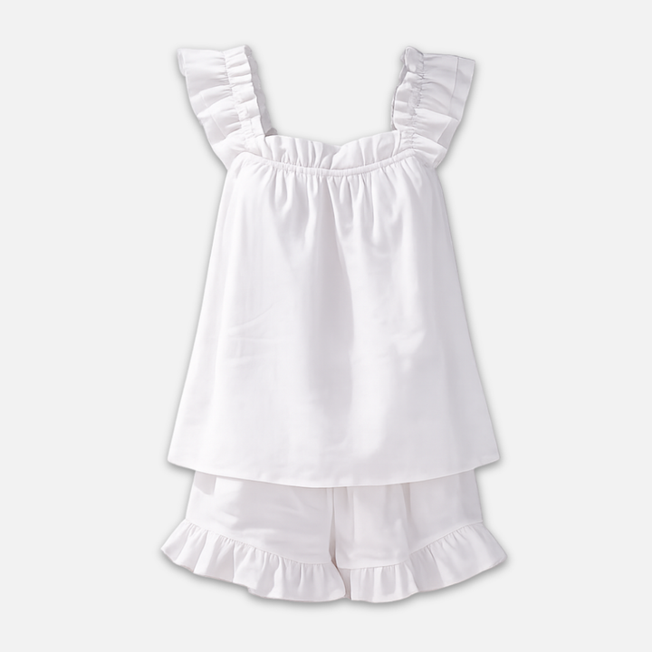 Ärmelloses Damen-Loungewear-Set mit Rüschenbesatz