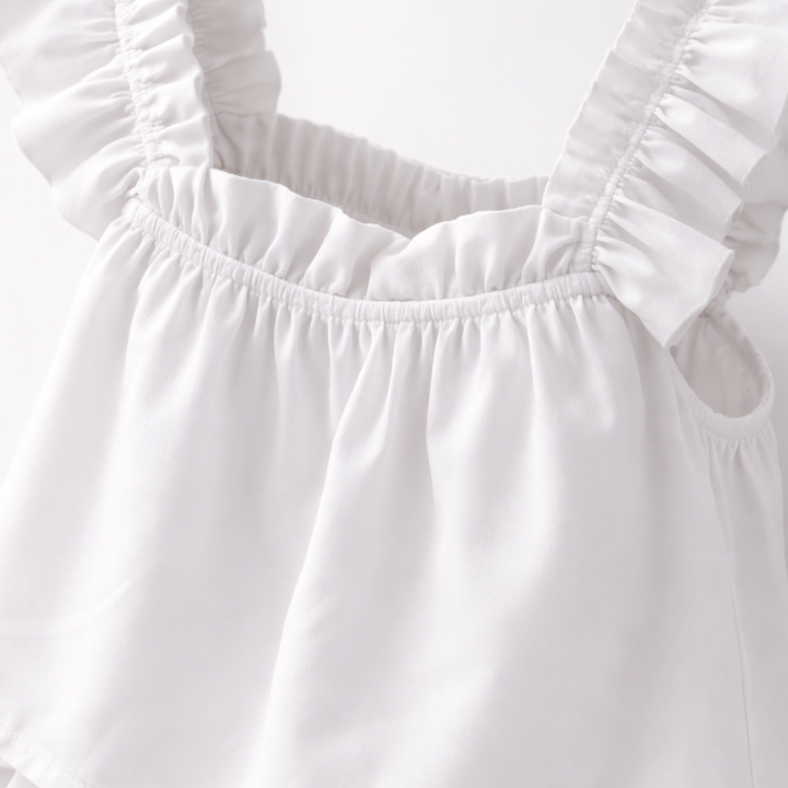 Ärmelloses Damen-Loungewear-Set mit Rüschenbesatz