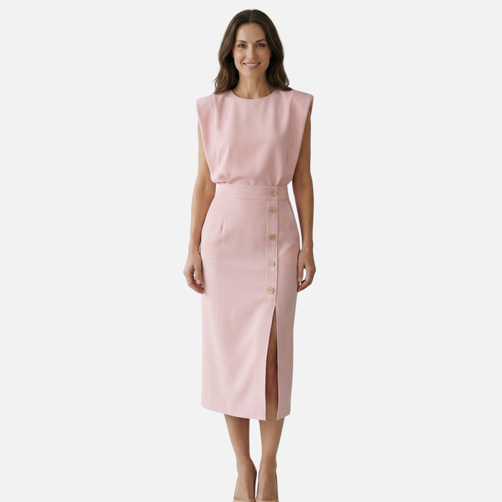 Ärmelloses Midi-Kleid mit Seitenschlitz für Frauen