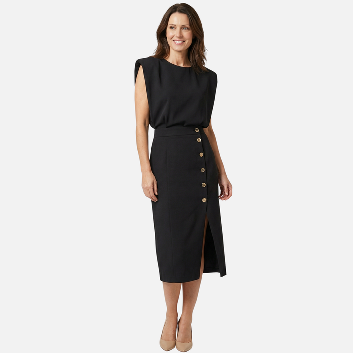 Ärmelloses Midi-Kleid mit Seitenschlitz für Frauen
