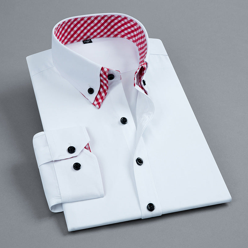 Baumwoll Button down Hemd mit Kontrastkragen fuer Herren 1