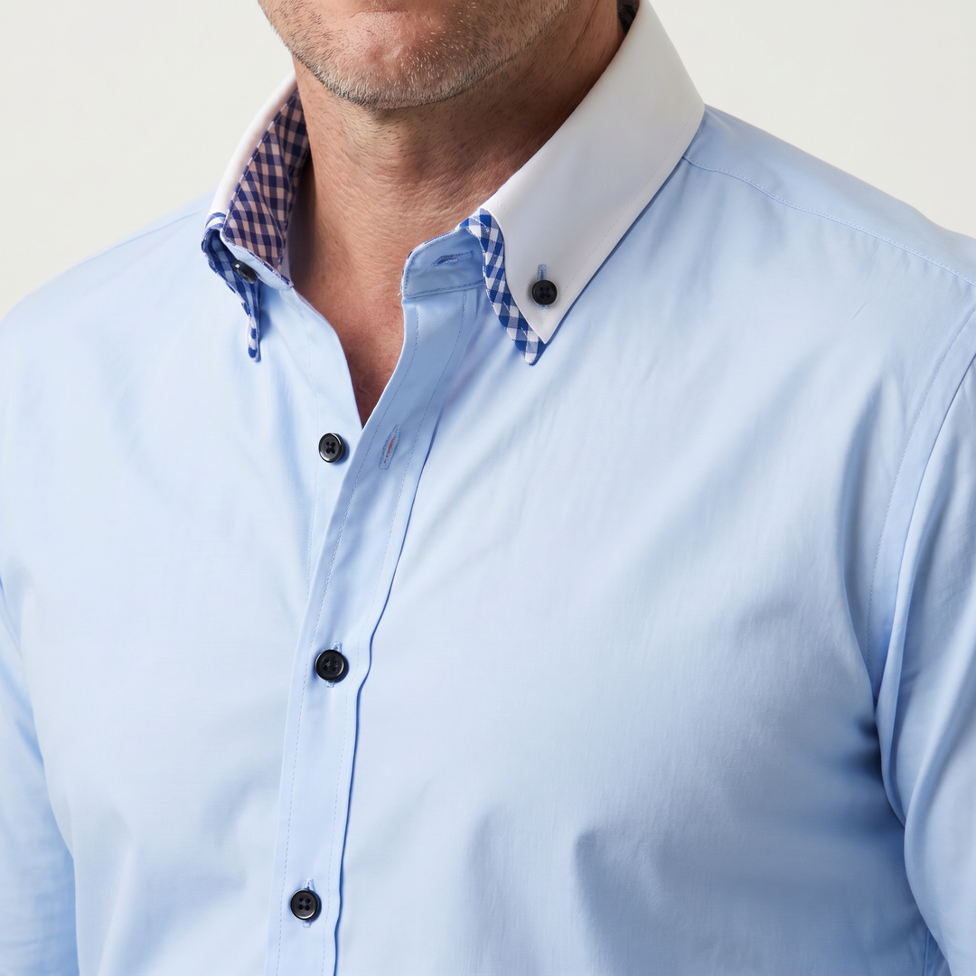 Baumwoll Button down Hemd mit Kontrastkragen fuer Herren 2
