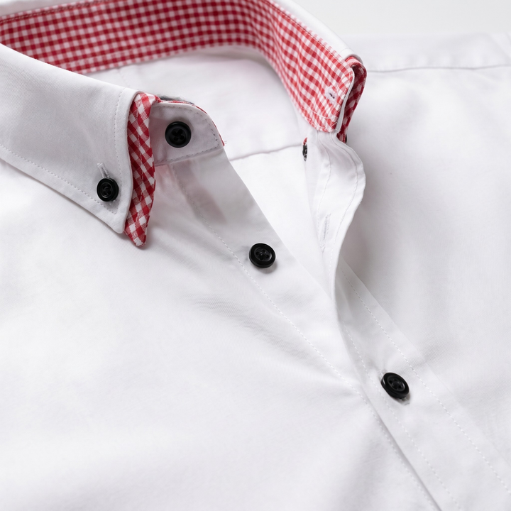 Baumwoll Button down Hemd mit Kontrastkragen fuer Herren 3