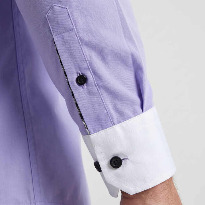 Baumwoll Button down Hemd mit Kontrastkragen fuer Herren 4