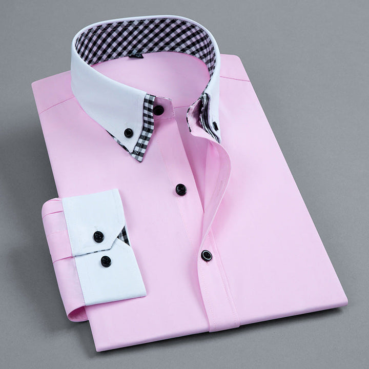 Baumwoll Button down Hemd mit Kontrastkragen fuer Herren 5