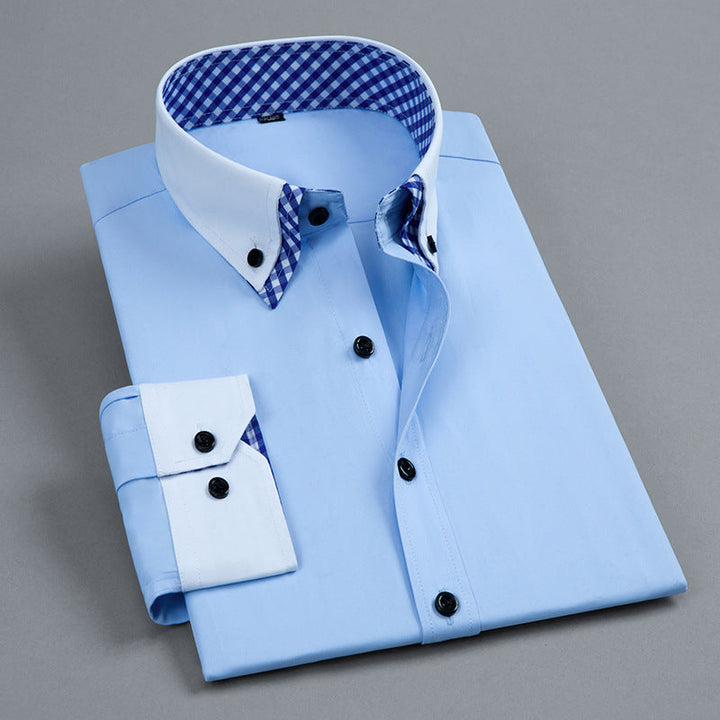 Baumwoll Button down Hemd mit Kontrastkragen fuer Herren 6