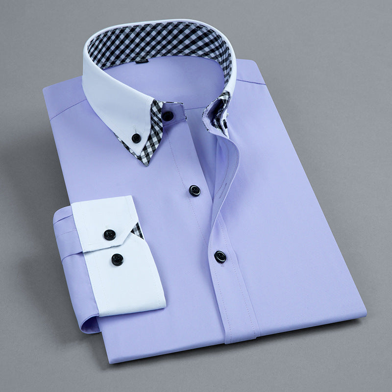 Baumwoll Button down Hemd mit Kontrastkragen fuer Herren 8