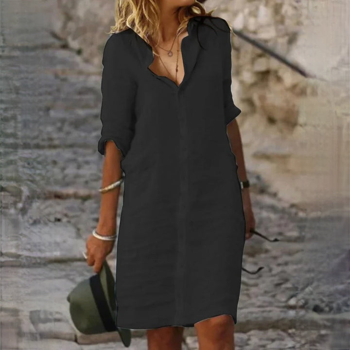 Baumwoll-Leinen-Kleid für Damen – Leichter Stoff mit legerem Schnitt 2