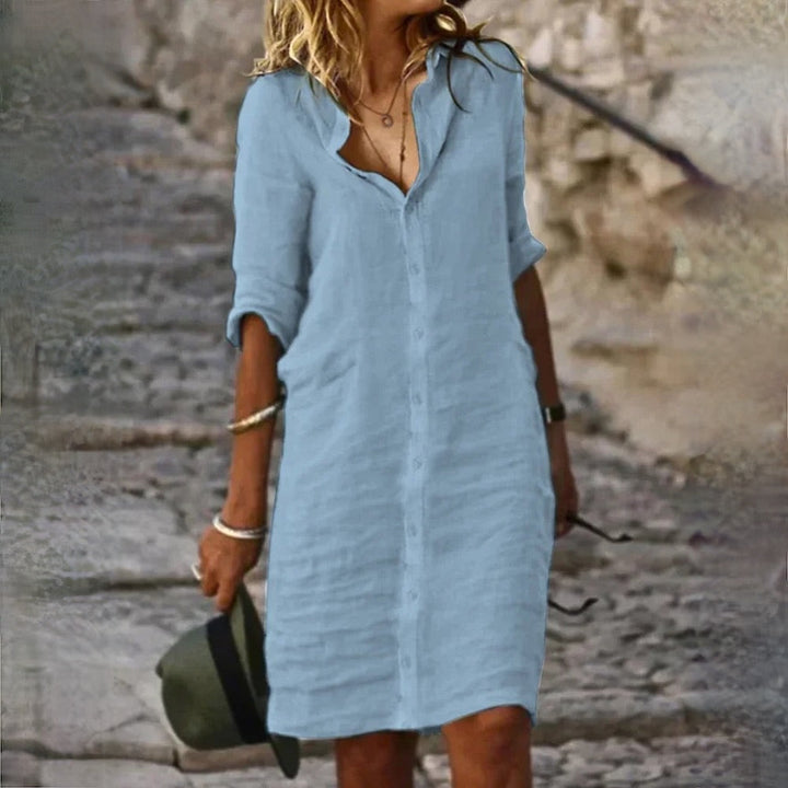 Baumwoll-Leinen-Kleid für Damen – Leichter Stoff mit legerem Schnitt 3