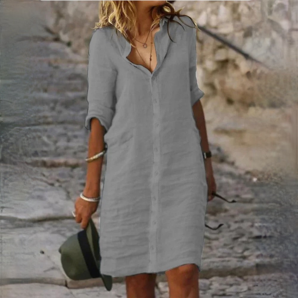 Baumwoll-Leinen-Kleid für Damen – Leichter Stoff mit legerem Schnitt 4