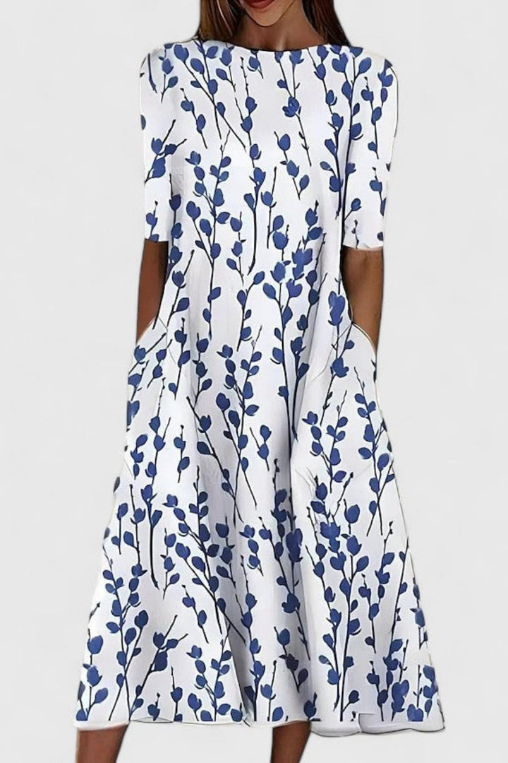 Baumwoll-Midikleid für Damen – A-Linien-Schnitt mit Kurzarm 1
