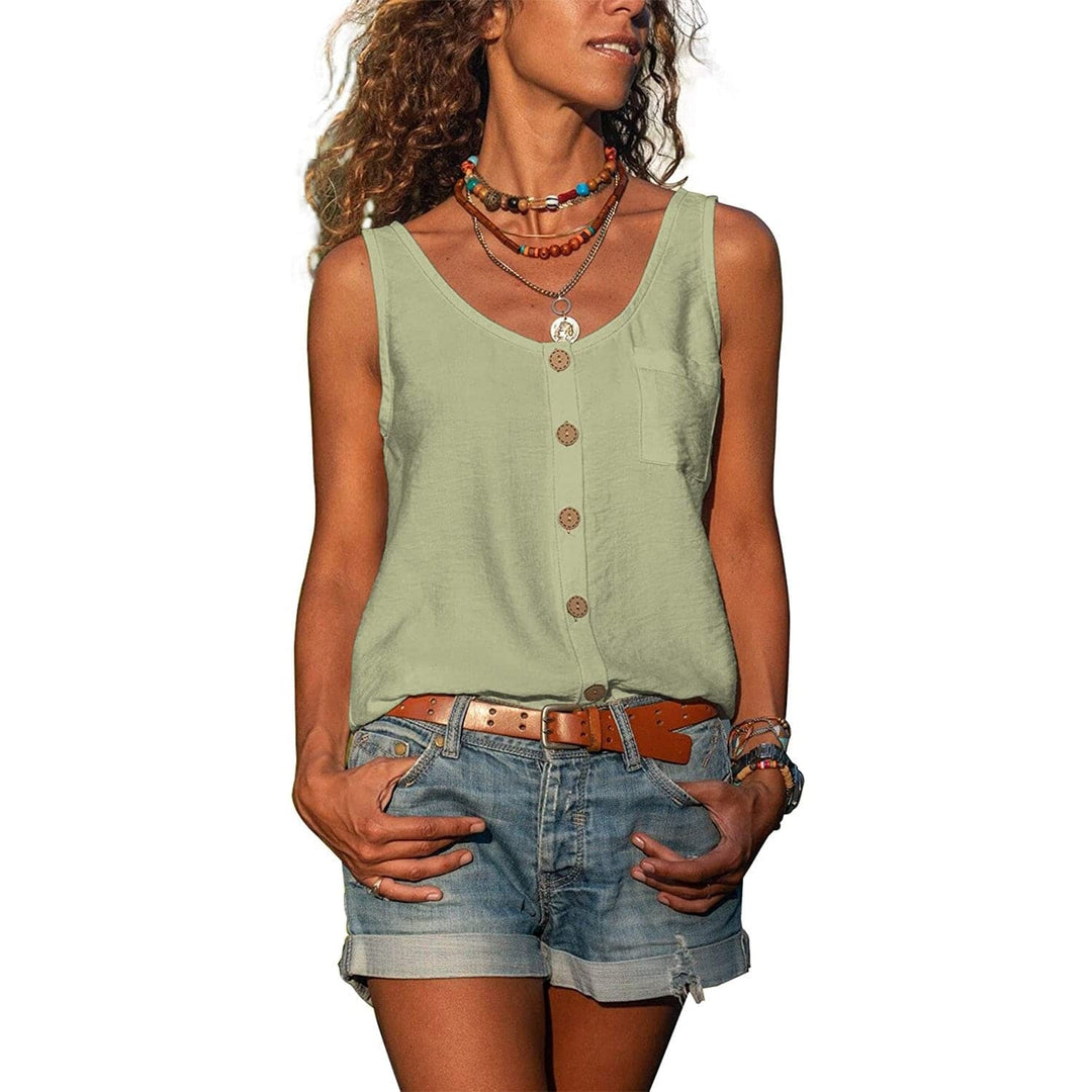 Baumwoll Top Aermellos Relaxed Fit fuer Damen 1