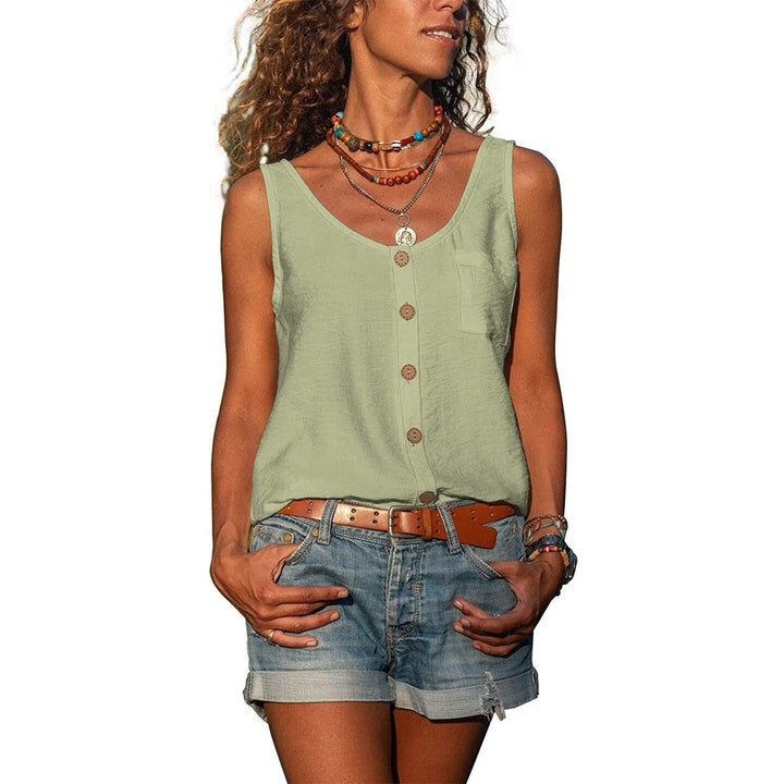 Baumwoll Top Aermellos Relaxed Fit fuer Damen 1