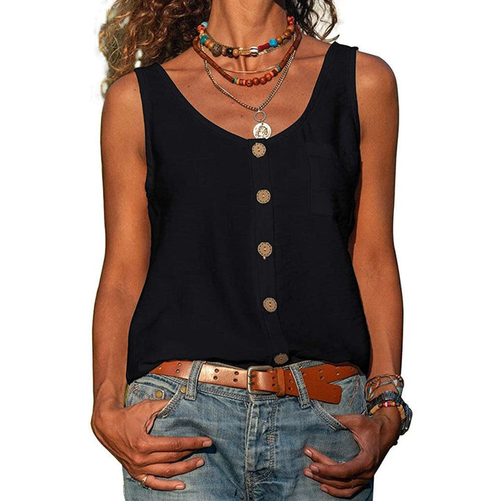Baumwoll Top Aermellos Relaxed Fit fuer Damen 2