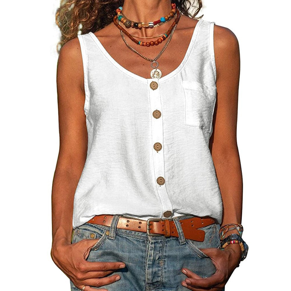 Baumwoll Top Aermellos Relaxed Fit fuer Damen 4