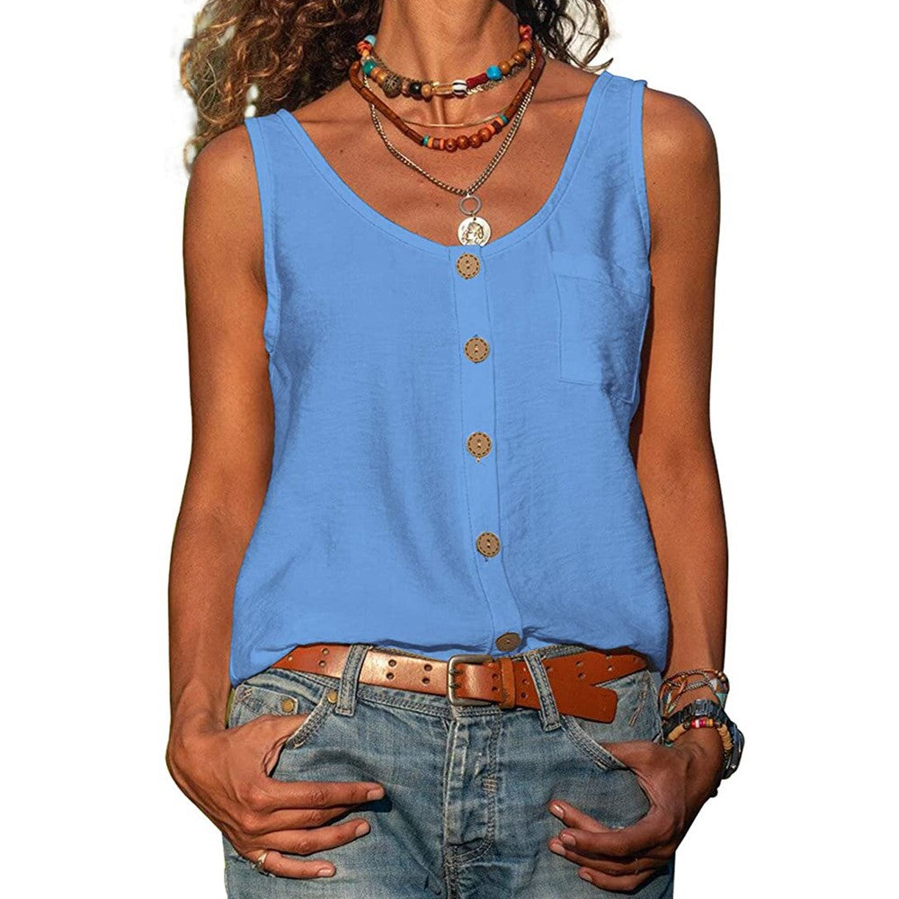 Baumwoll Top Aermellos Relaxed Fit fuer Damen 5