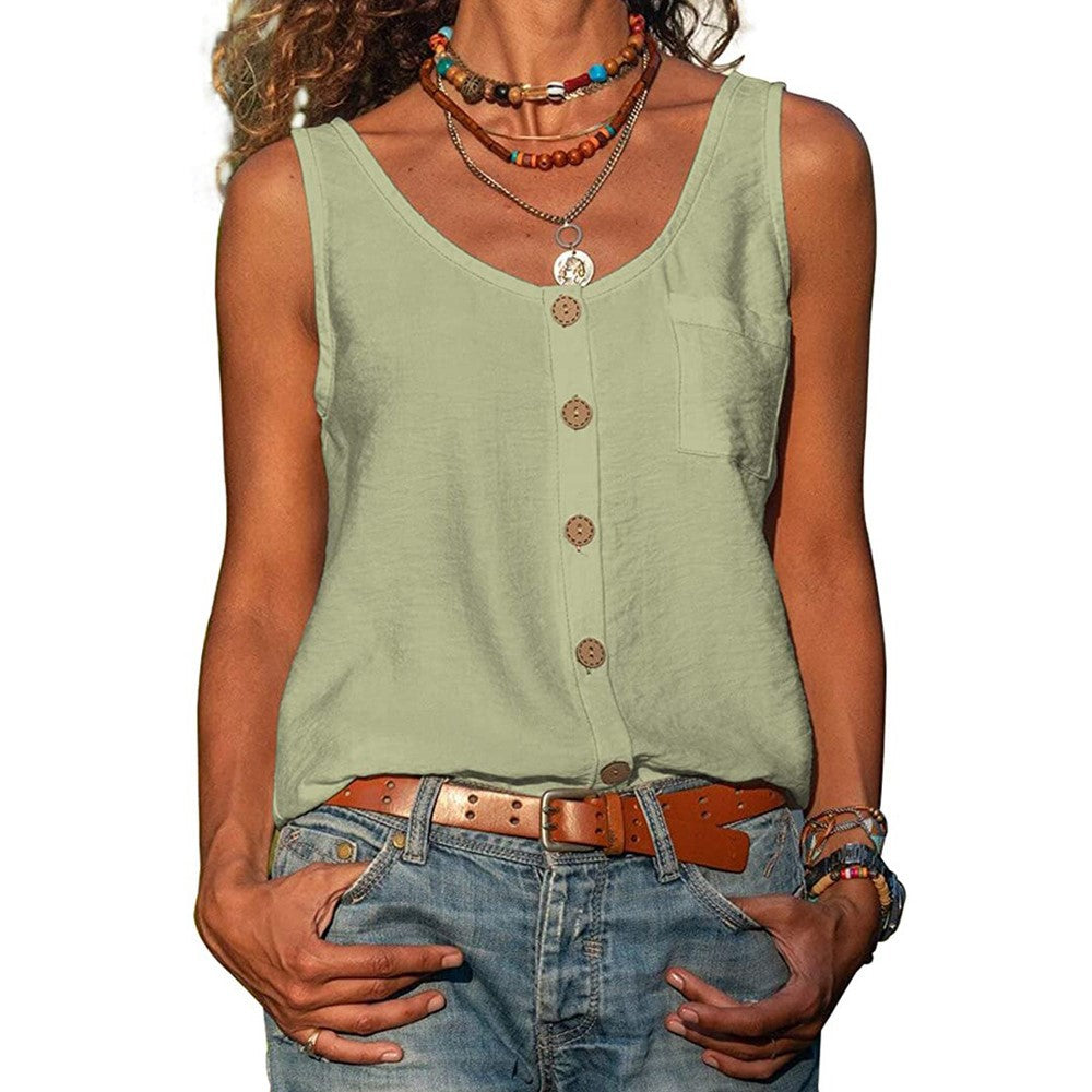 Baumwoll Top Aermellos Relaxed Fit fuer Damen 6