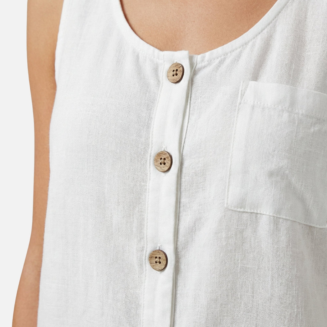 Baumwoll Top Aermellos Relaxed Fit fuer Damen 8