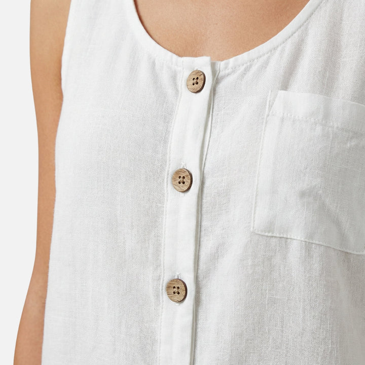Baumwoll Top Aermellos Relaxed Fit fuer Damen 8