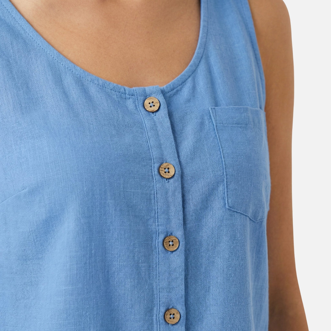 Baumwoll Top Aermellos Relaxed Fit fuer Damen 9