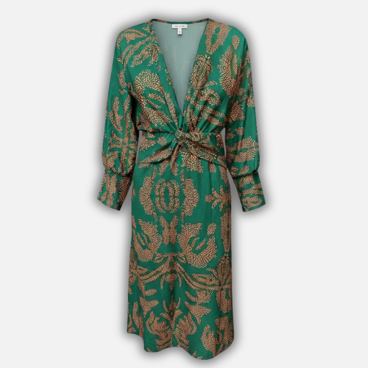 Boho-Maxikleid mit V-Ausschnitt – Sommerliches Langarmkleid für Damen