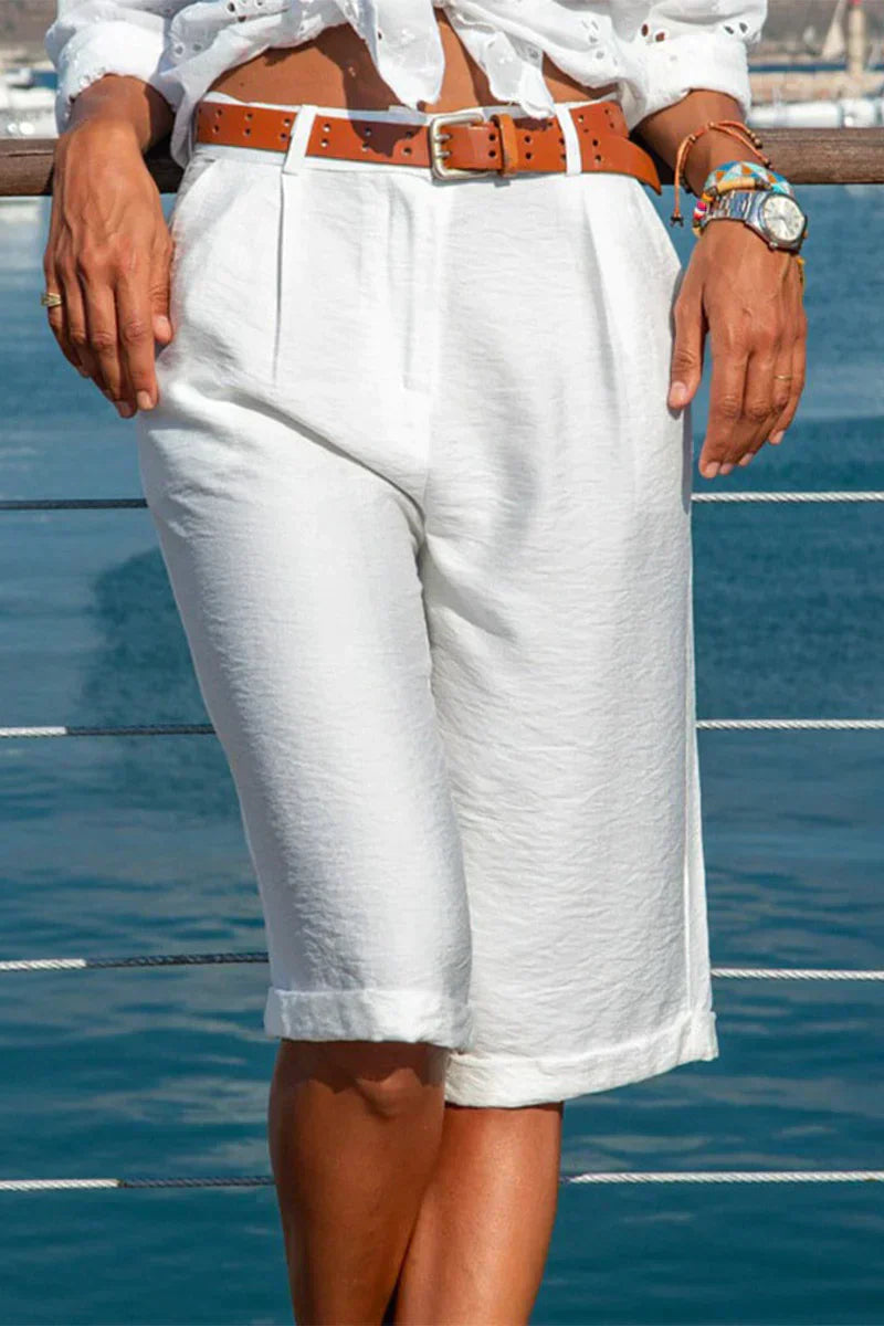 Bermudas fuer Damen Leinen 1