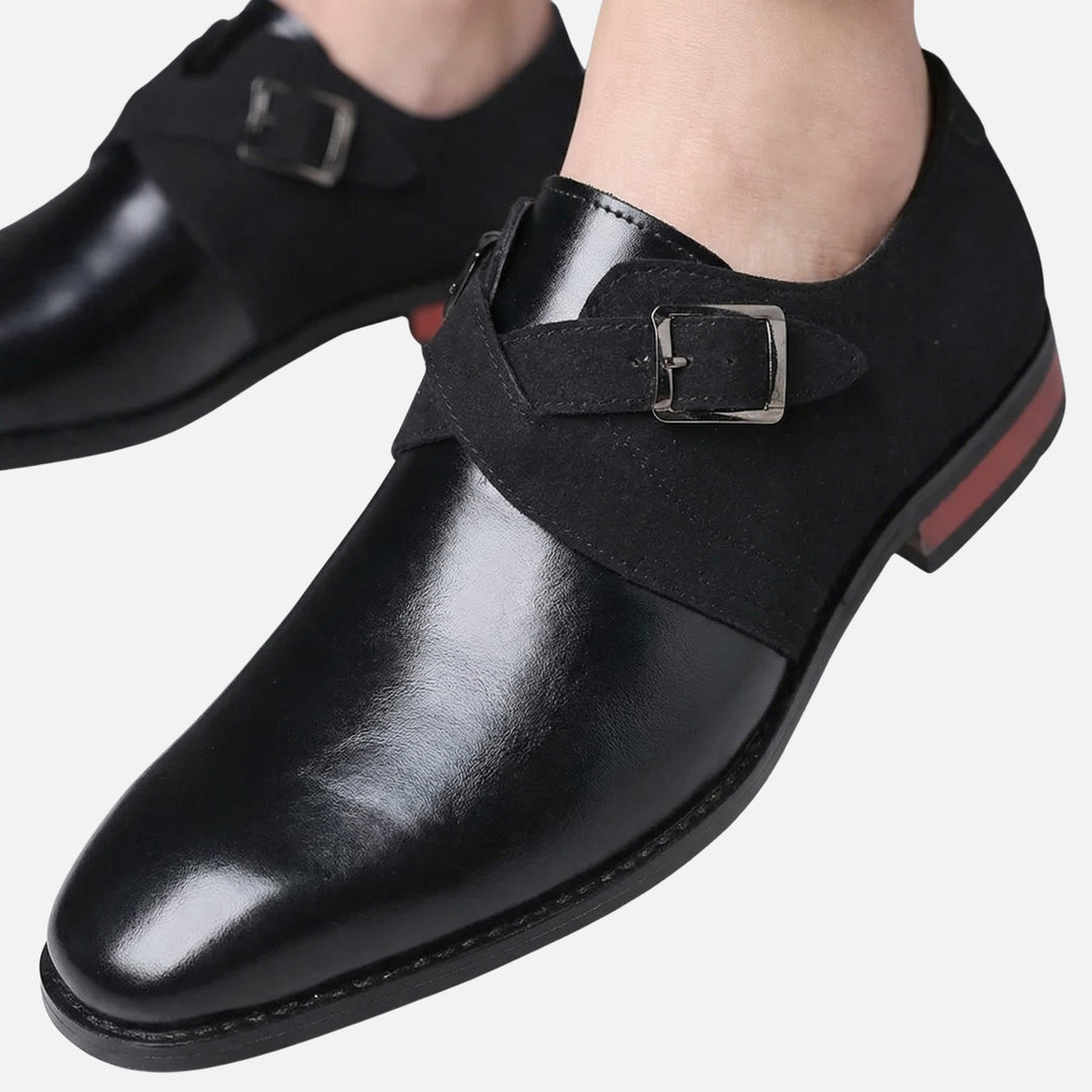 Zweifarbige Monkstrap-Schuhe aus Leder und Wildleder-Optik für Herren
