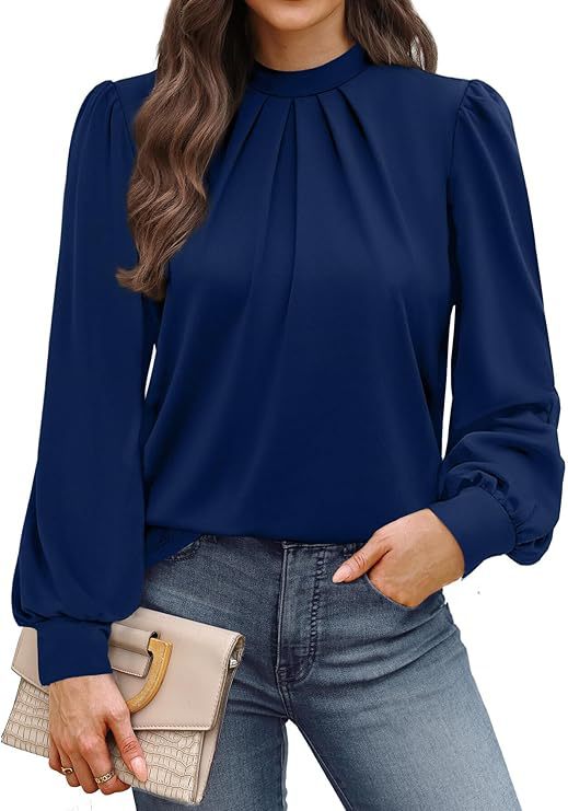 Bluse_f_r_Damen_Rundhalsausschnitt_mit_Puff_rmeln_1