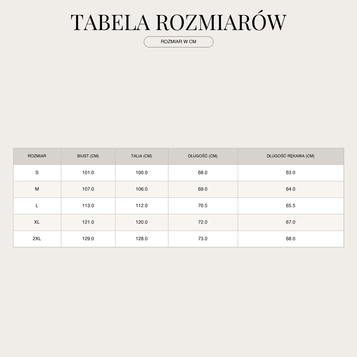 Bluzka damska – Okrągły dekolt z bufiastymi rękawami size chart