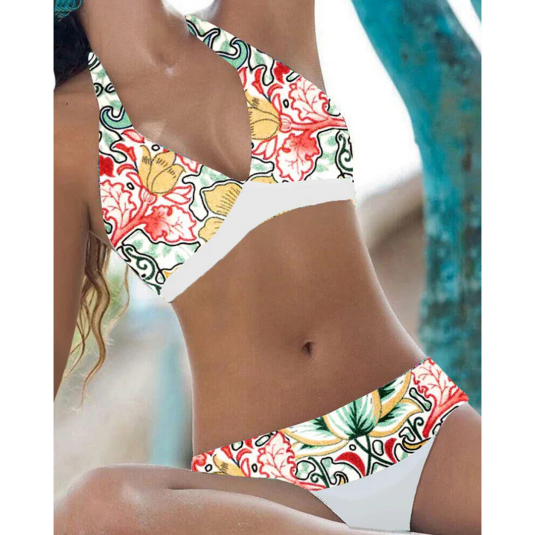 Boho-Bikini für Damen – Mit Blumenmuster und V-Ausschnitt 1