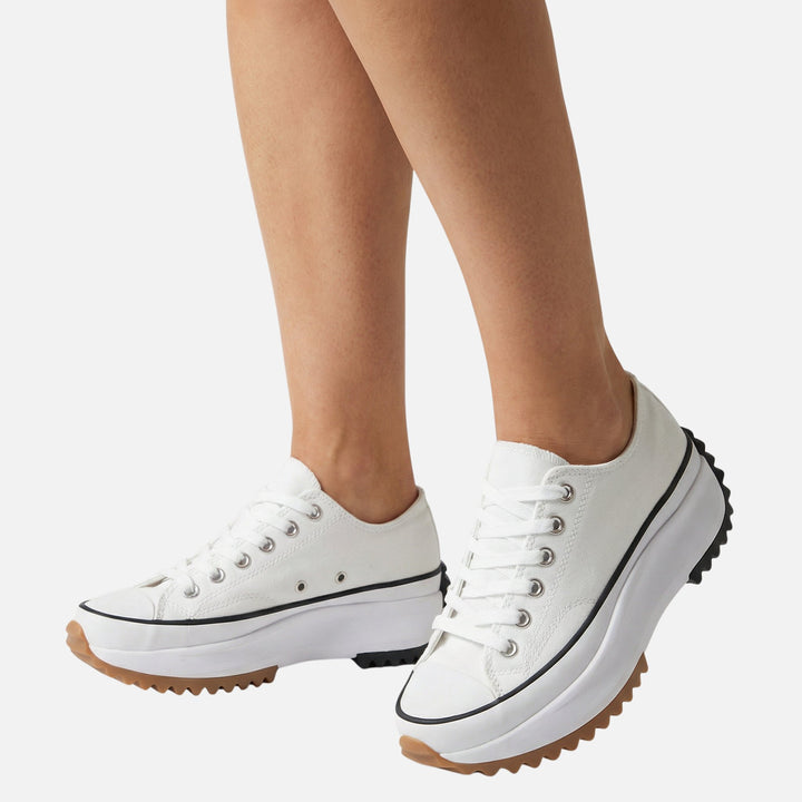 Canvas-Sneaker mit Plateau und Wellensohle für Damen