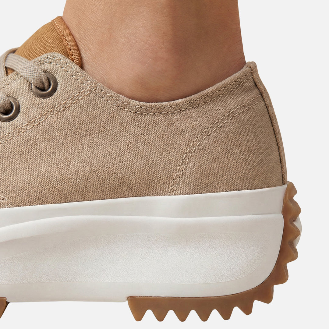 Canvas-Sneaker mit Plateau und Wellensohle für Damen