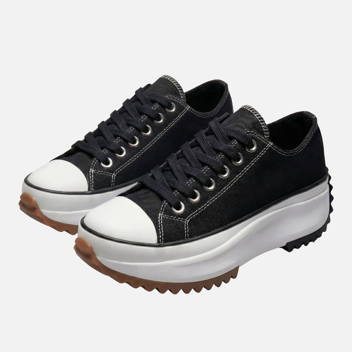 Canvas-Sneaker mit Plateau und Wellensohle für Damen