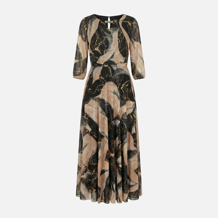 Chiffon Maxikleid mit Gummibund und V-Ausschnitt für Damen