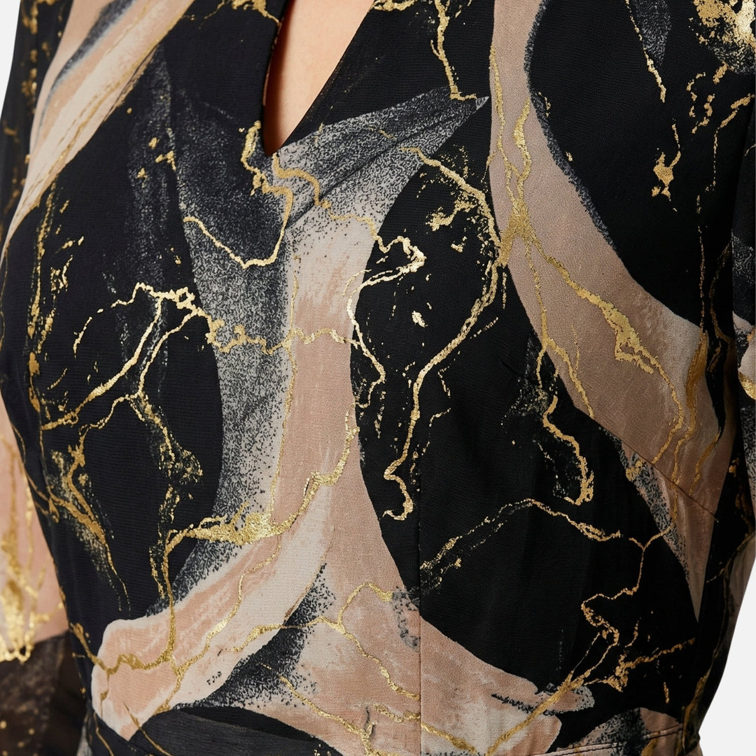 Chiffon Maxikleid mit Gummibund und V-Ausschnitt für Damen