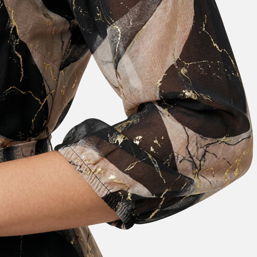 Chiffon Maxikleid mit Gummibund und V-Ausschnitt für Damen