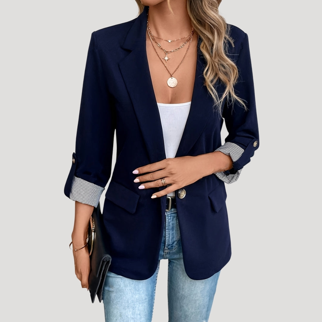 Classic Single-Breasted Roll-Up Blazer für Damen – Tailored 1