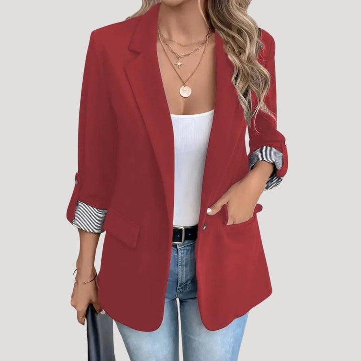 Classic Single-Breasted Roll-Up Blazer für Damen – Tailored 3