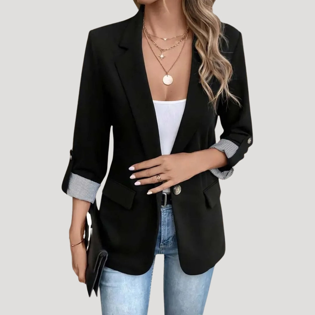 Classic Single-Breasted Roll-Up Blazer für Damen – Tailored 6