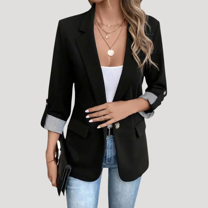 Classic Single-Breasted Roll-Up Blazer für Damen – Tailored 6