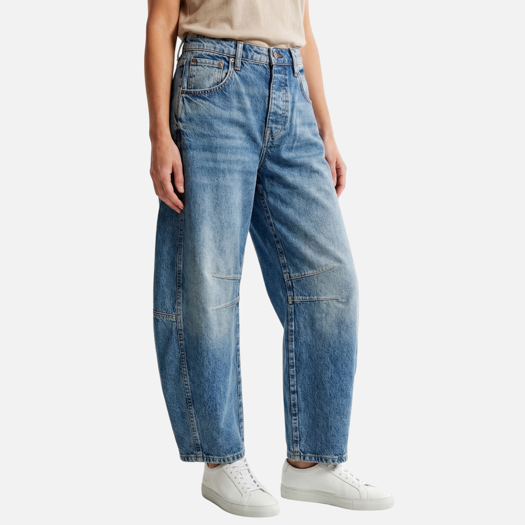 Jeans aus Stretch-Denim mit weitem Bein für Damen