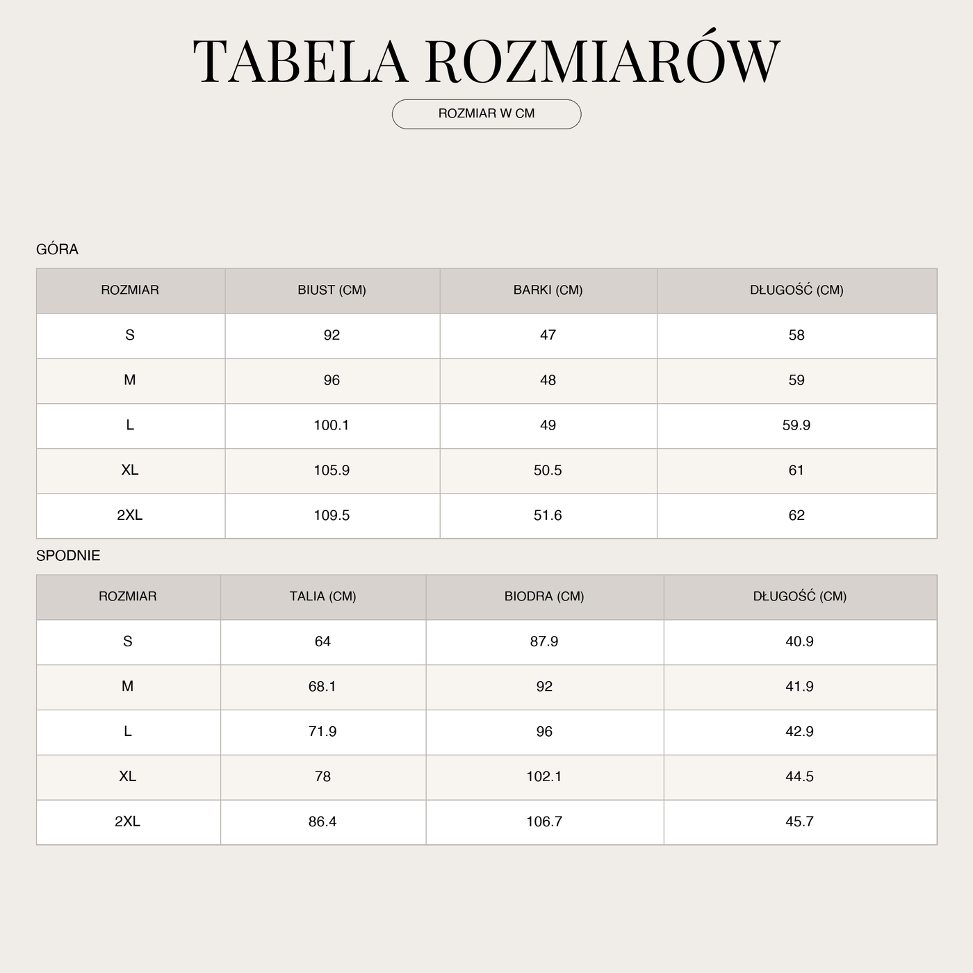 Damski kraciasty zestaw ubrań | Trzyczęściowy size chart