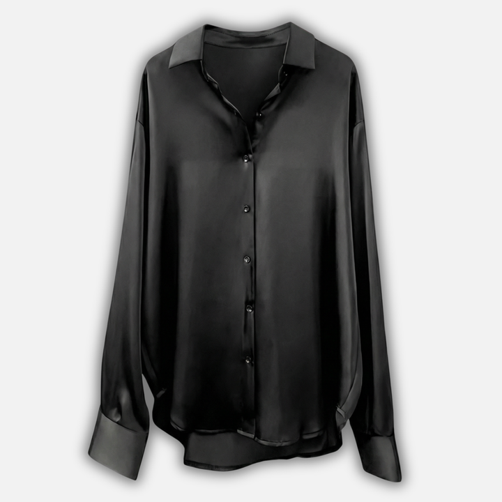Damen Seidenbluse mit Knopfleiste und langen Ärmeln